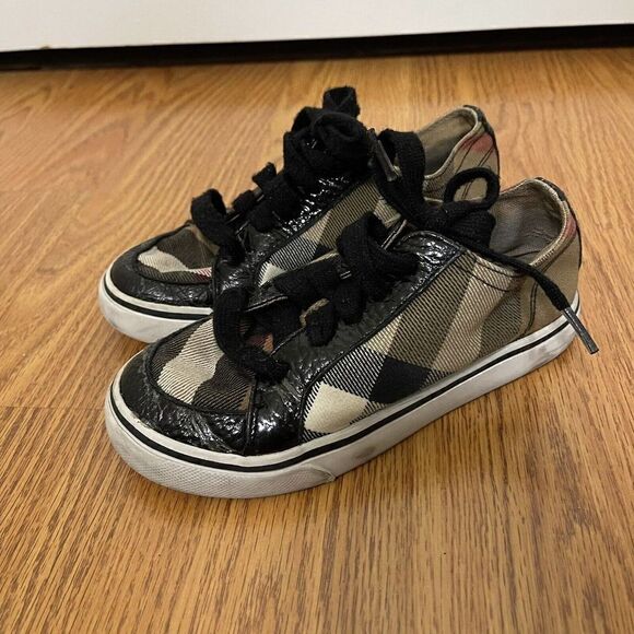 BURBERRY Kids canvas plaid brown lace up sneakers size US 11 EU 28 - Picture 9 of 9